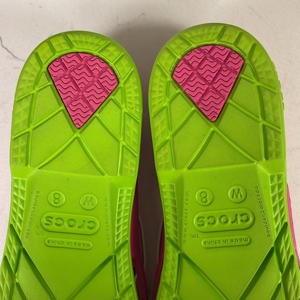 Crocs Beach Line Slip-On Boat Shoes Pink and Green Size 8 - Picture 12 of 15